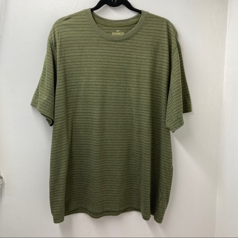 Outdoor Life Mens Green Striped Short Sleeve Shirt Size XXL